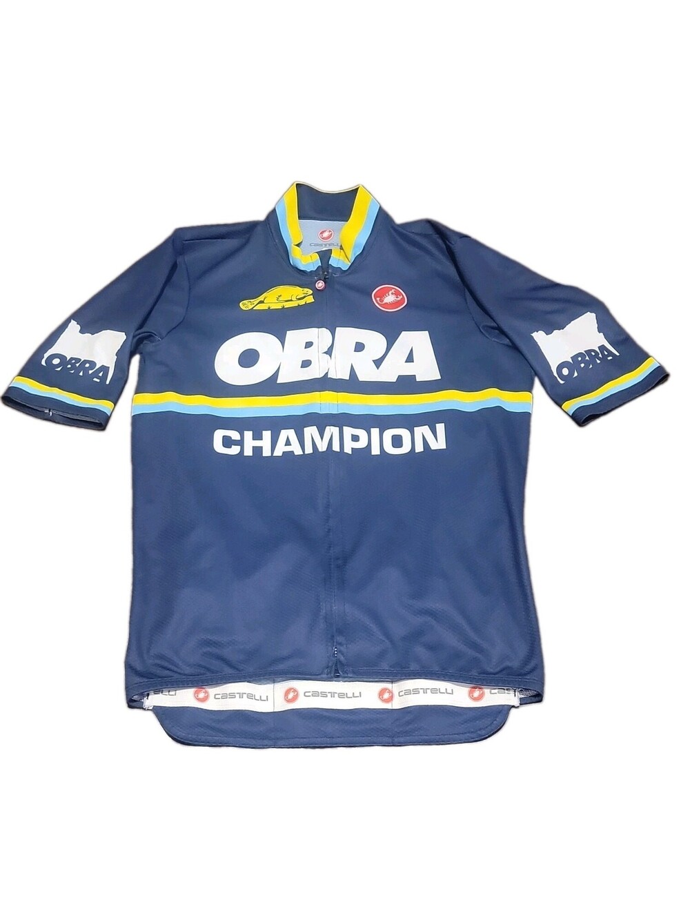 Castelli Mens OBRA Champion Cycling Jersey Full Zip Short Sleeve Blue Size S 260